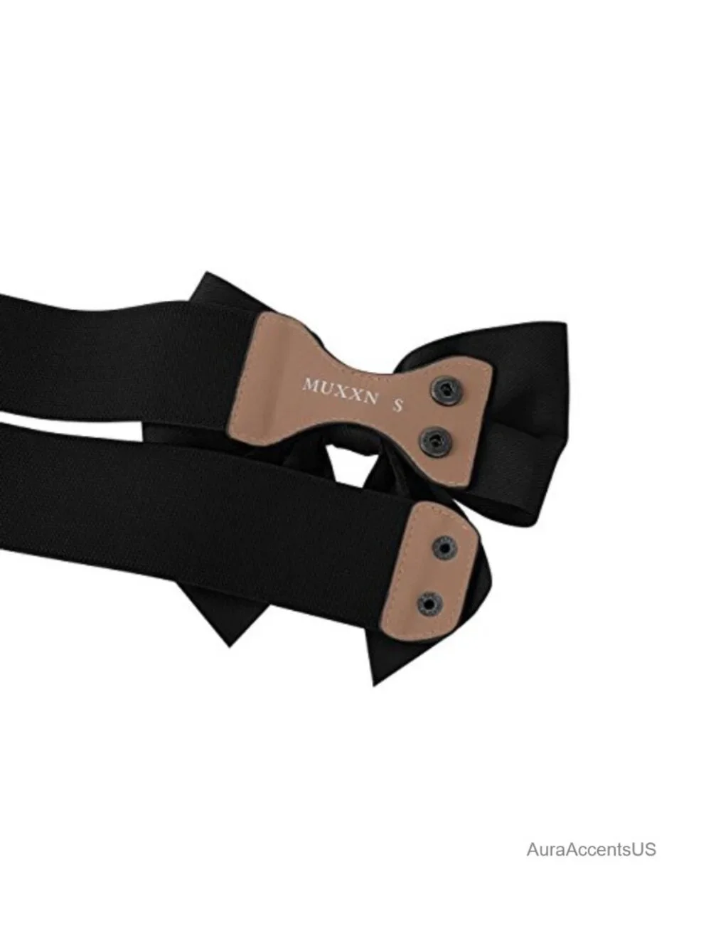 Vintage Bowknot Wide Elastic Stretchy Cinch Belt with PU Leather and Buckle
